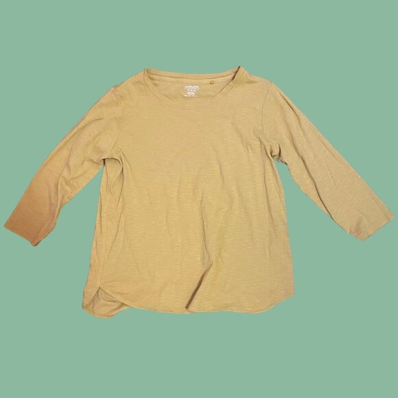 ✨ Kirkland Signature Mustard Yellow 100% Cotton 3/4 Sleeve Top | Size M - Picture 3 of 7